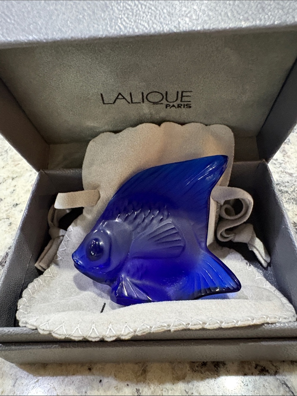 Lalique Deep Blue Crystal Fish Figurine
